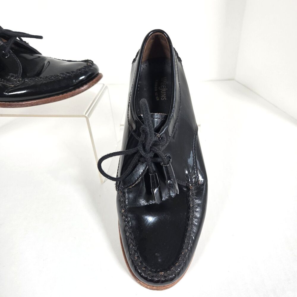 G.H. Bass Weejuns Women's Loafers 8M Black Patent Leather Tassel Lace Up Oxfords - Picture 2 of 11